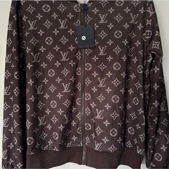 JACKET: Brown & Tan Monogram Design w/Zipper NWT - Picture 6 of 17